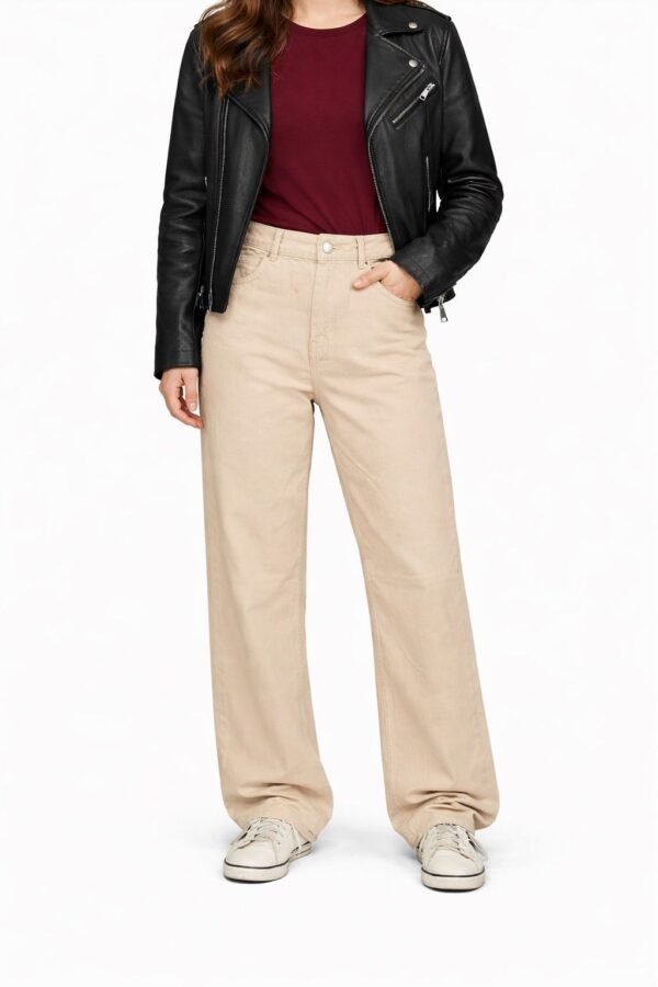 The Signature Wide-Leg Denim - Beige